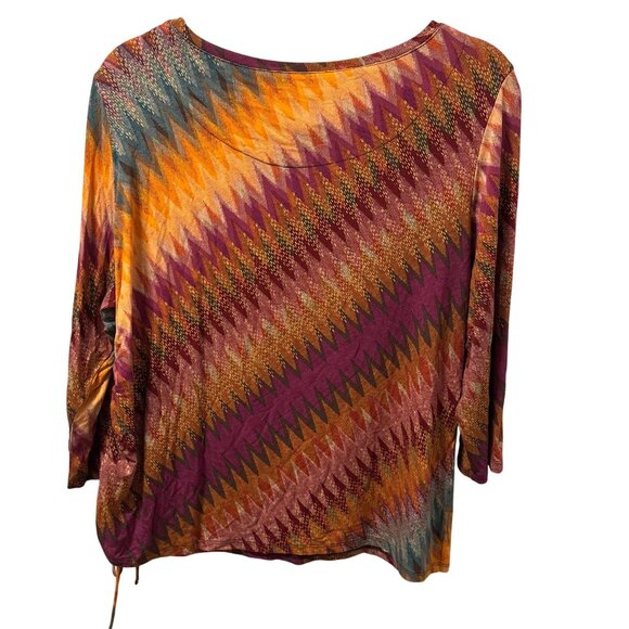 Ruby Rd. Petite Chevron Top 3/4 Sleeve Sz PXL Bright Multicolor Rayon & Spandex - Picture 6 of 12